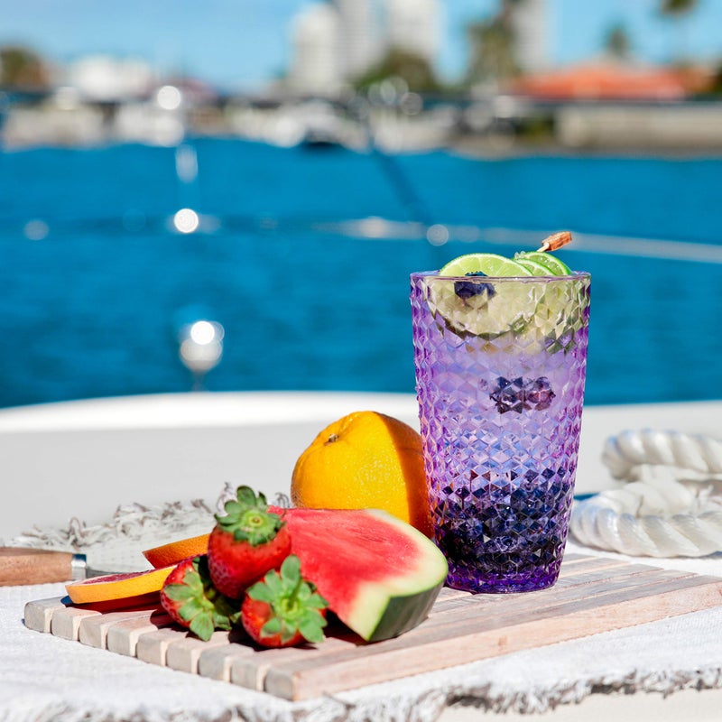 BELLAFORTE Shatterproof Tritan Plastic Tall Tumbler, 19oz Drinking Glasses Set of 4 - Laguna Beach Unbreakable Outdoor Drinkware for Party, Poolside, Indoor Use - Dishwasher Safe, BPA Free - Purple - Image 2